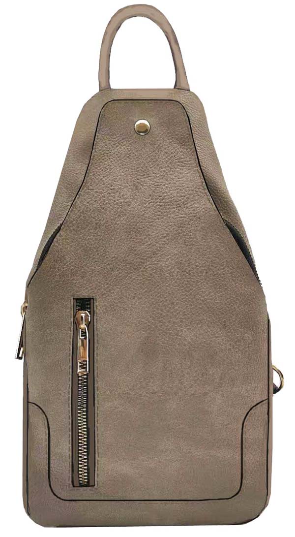 AD2766 Vegan Leather Fashion Sling Backpack Bag - Honeytote