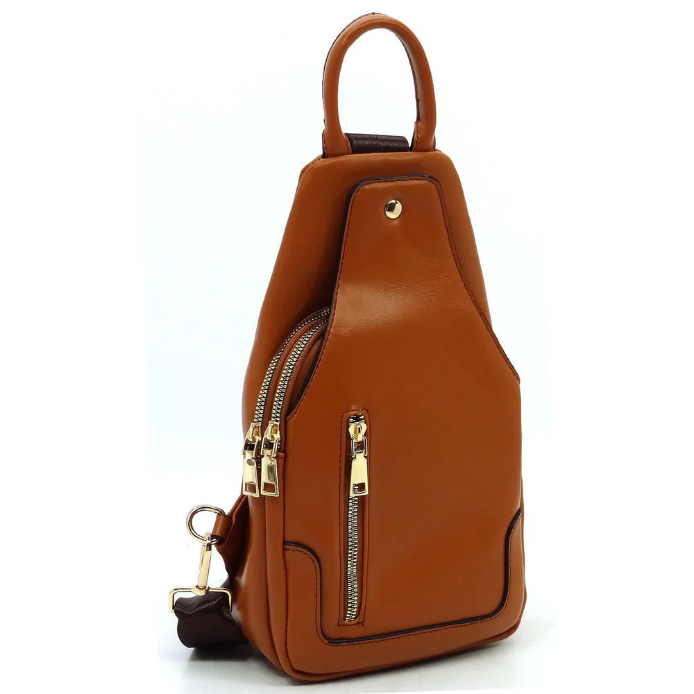 AD2766 Vegan Leather Fashion Sling Backpack Bag - Honeytote