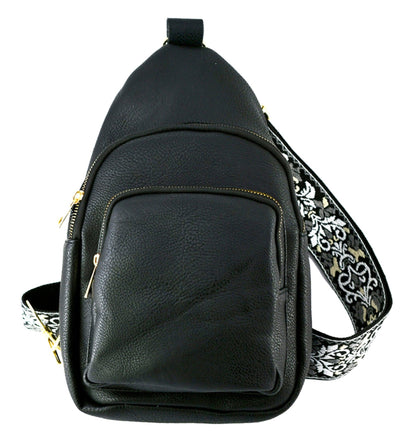 AD768 Zara Zipper Sling Bag With Boho Strap - Honeytote