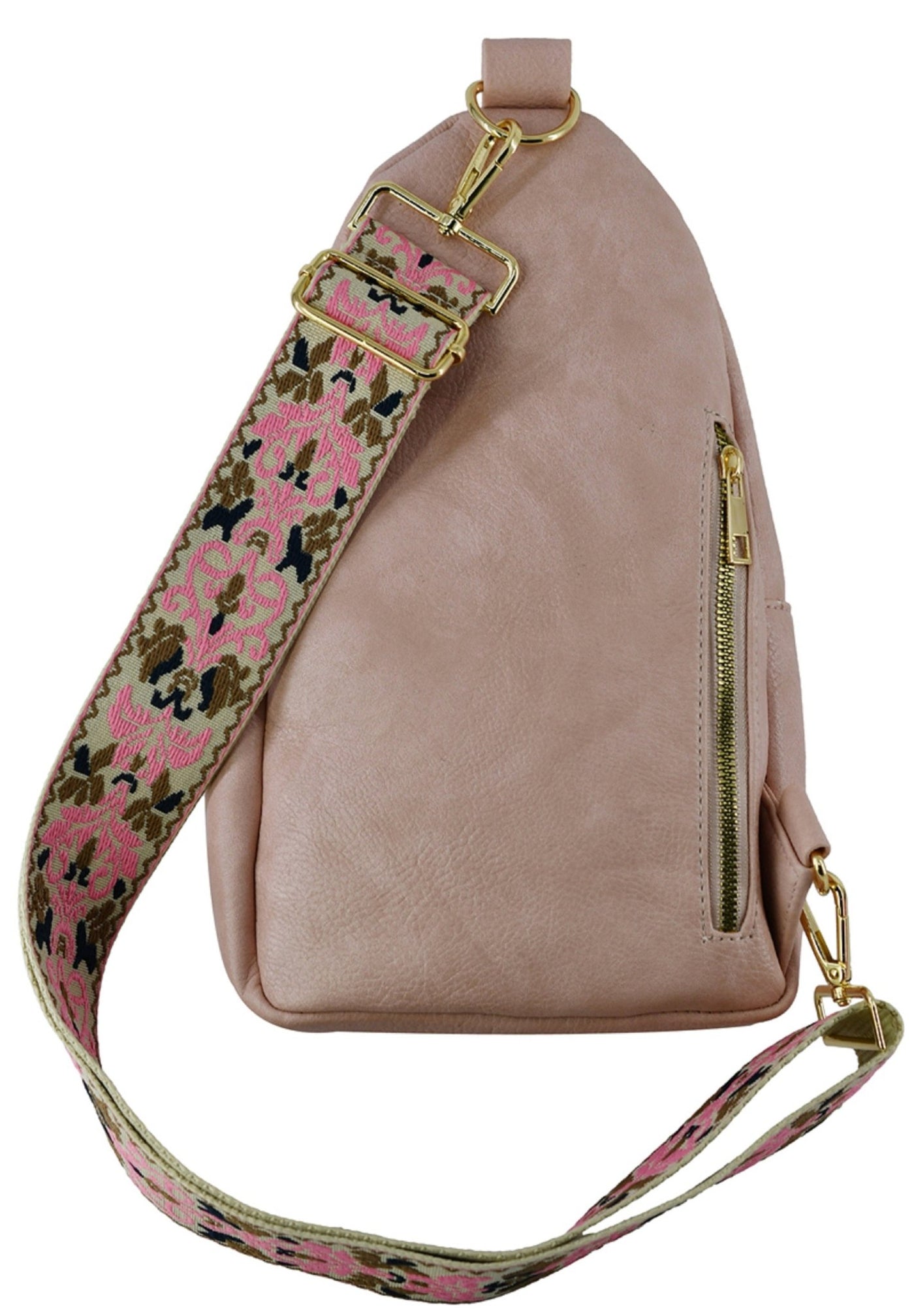 AD768 Zara Zipper Sling Bag With Boho Strap - Honeytote