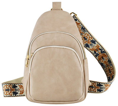 AD768 Zara Zipper Sling Bag With Boho Strap - Honeytote