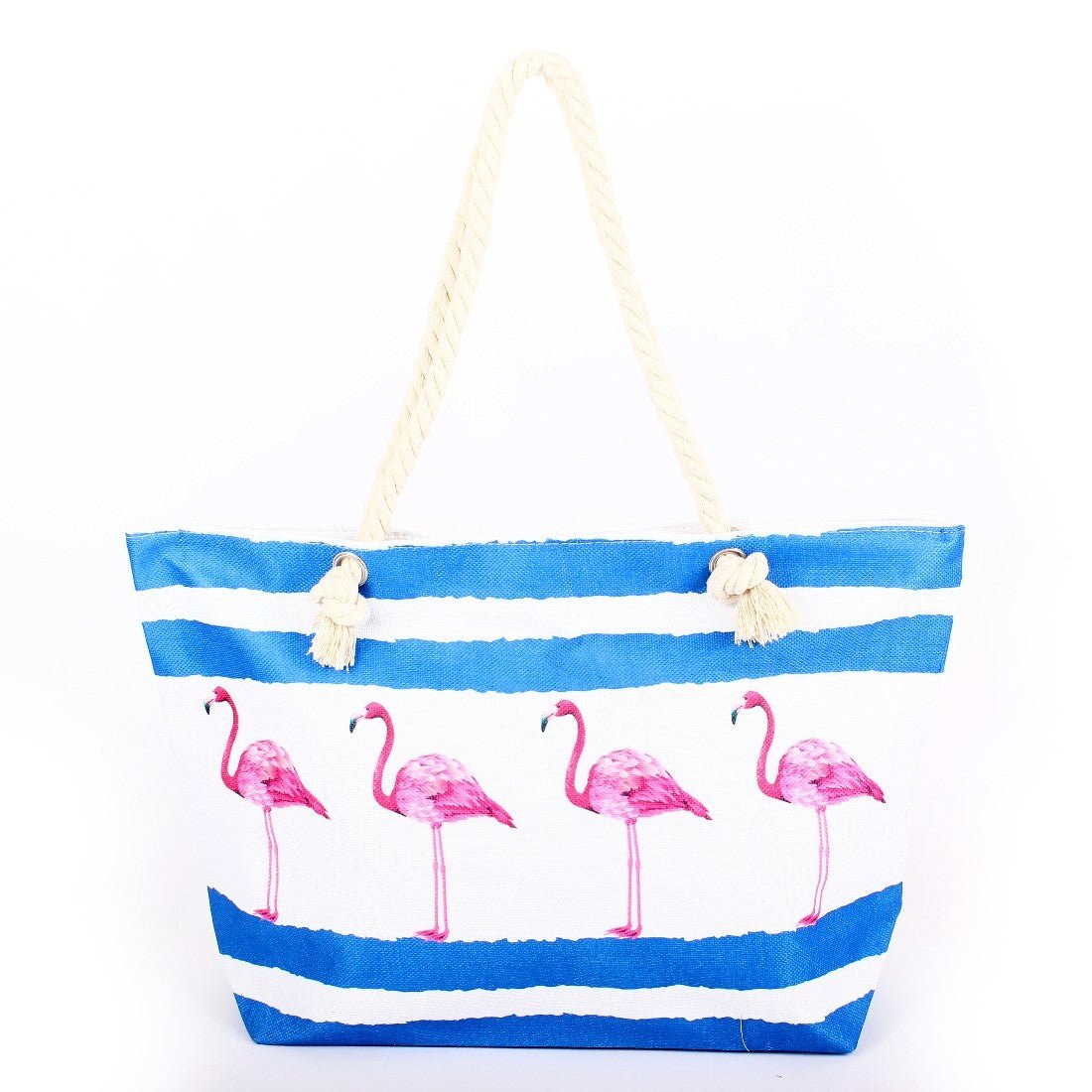 B809 Flamingos Printed Large Beach Tote Bag - Honeytote