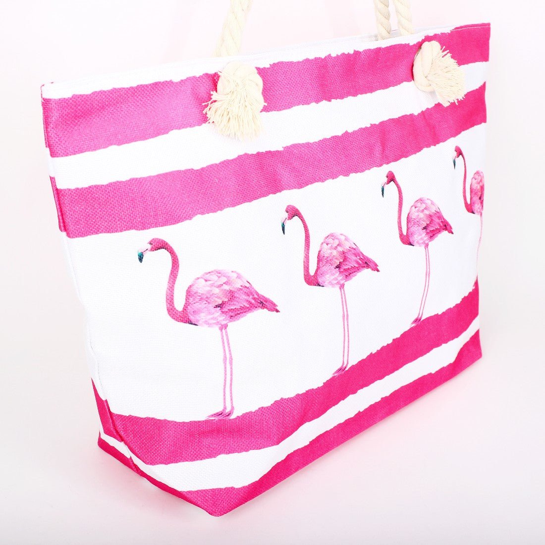 B809 Flamingos Printed Large Beach Tote Bag - Honeytote