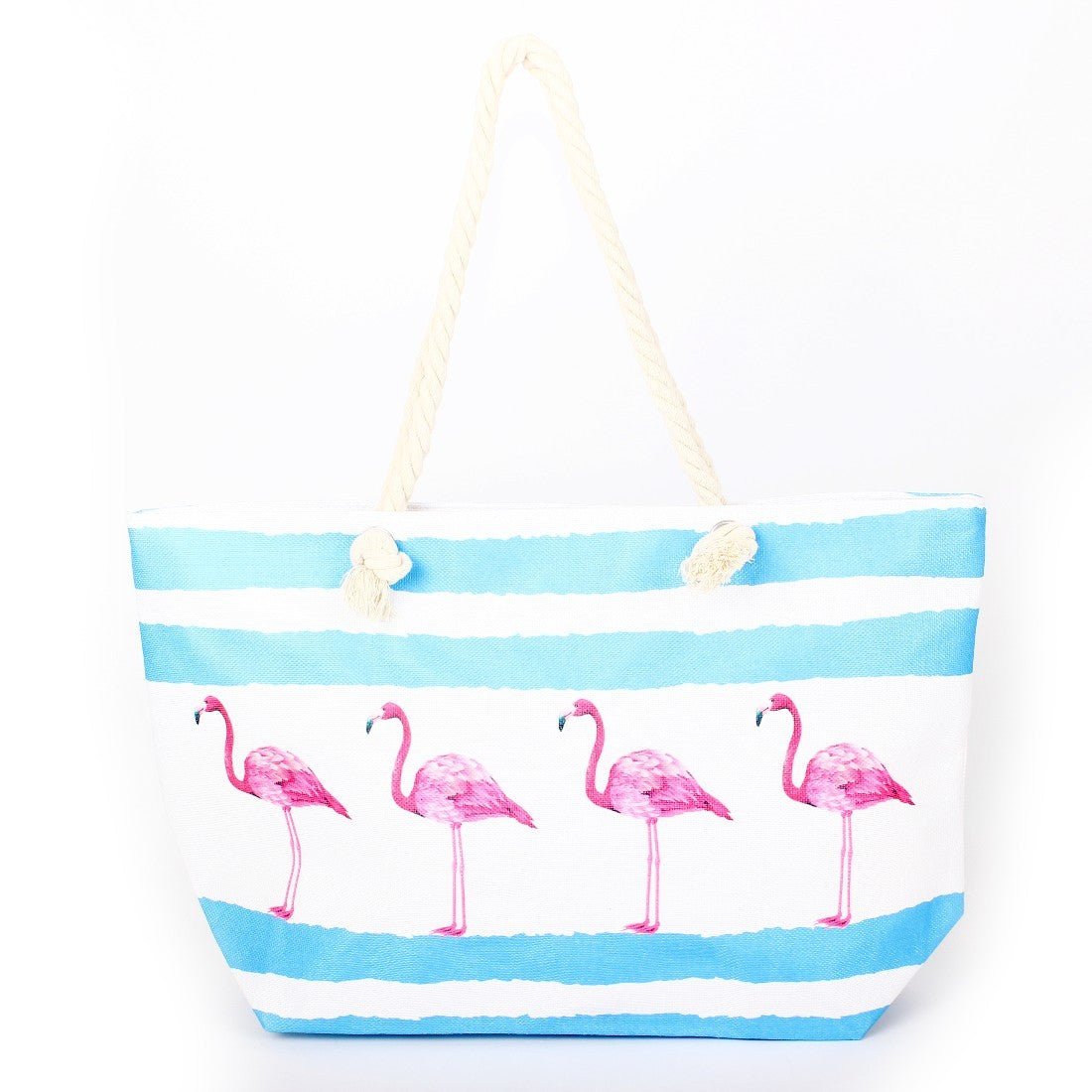 B809 Flamingos Printed Large Beach Tote Bag - Honeytote