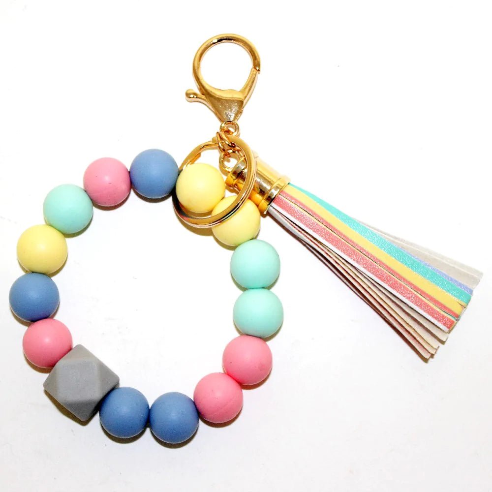 BB139X125 Silicone Beaded Keyring/Keychain Bracelet - Honeytote