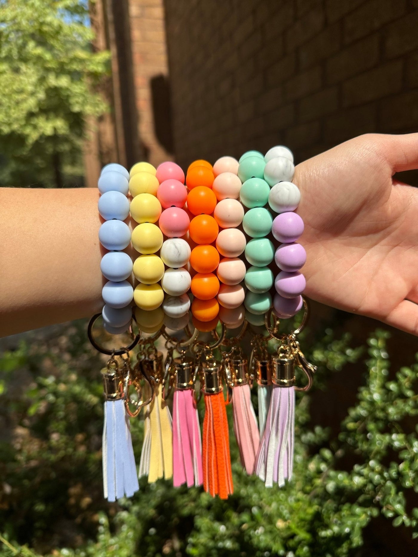 BB139X125 Silicone Beaded Keyring/Keychain Bracelet - Honeytote