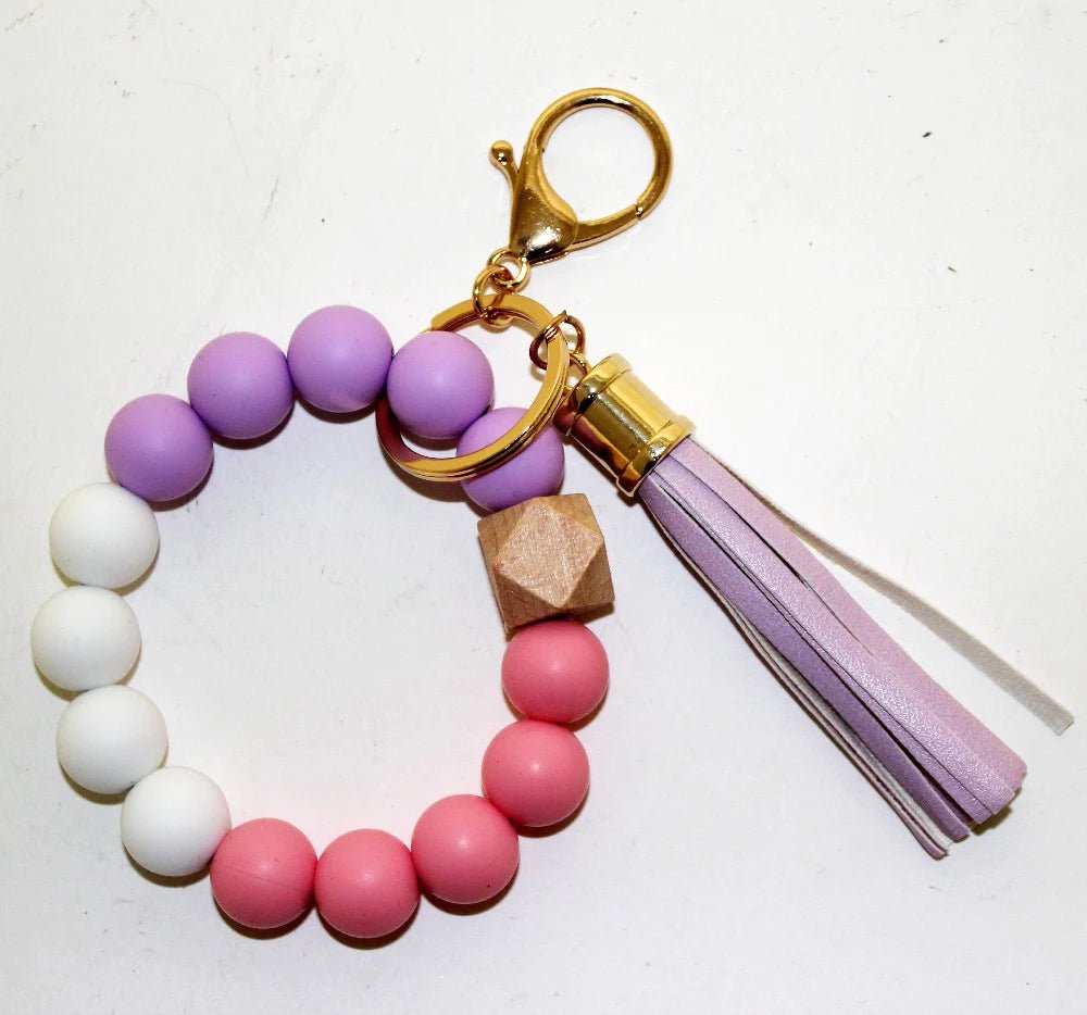 BB139X125 Silicone Beaded Keyring/Keychain Bracelet - Honeytote