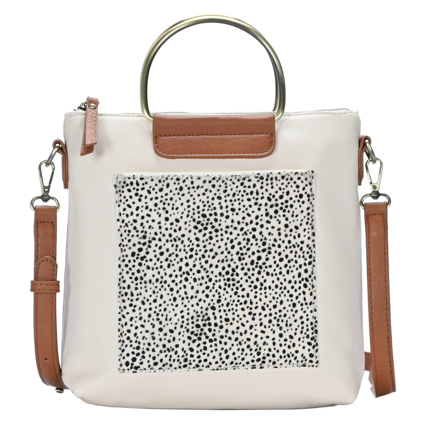 BGA3823-2 Dalmatian Dot Crossbody Tote Bag - Honeytote