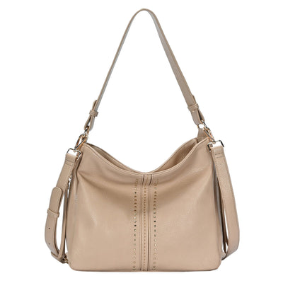 BGA6128 Mina Stud Accent Hobo Bag - MiMi Wholesale