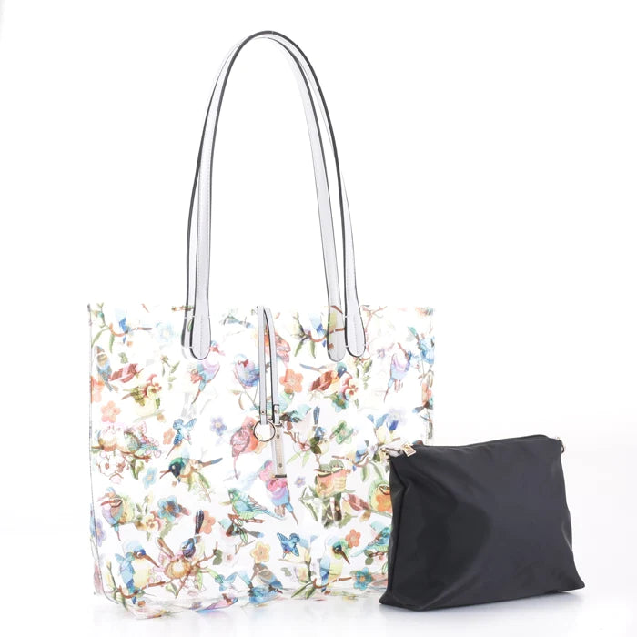 BJ5695S Spring Blue Bird Clear Plastic Tote Bag-in-a-Bag