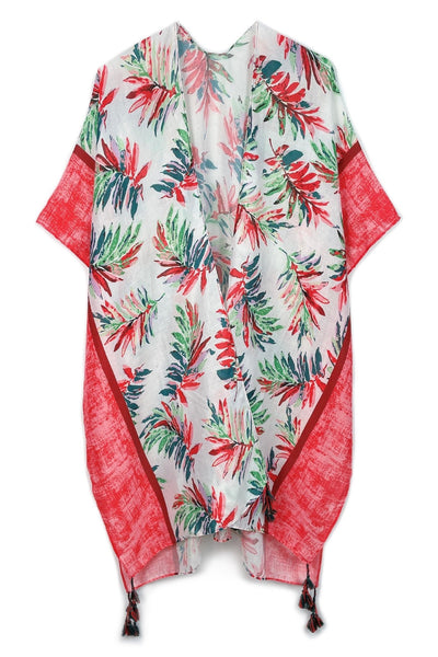 BLK310151 Laura Palm Leaf Print Kimono