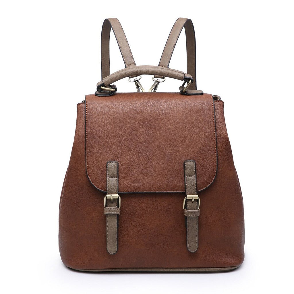 BP1891 Vegan Leather Convertible Flapover Backpack