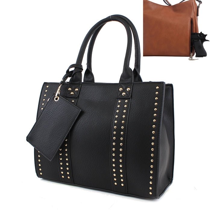 C4032L Monogrammable Studded Concealed & Carry Tote/Crossbody - Honeytote