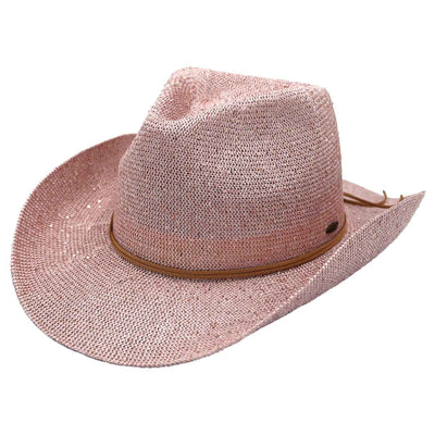 CBC03 C.C Brand Sequin Detail Cowboy Hat With Suede Trim - Honeytote