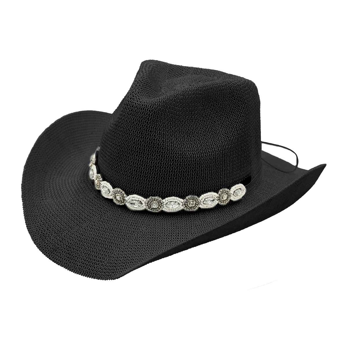 CBC08 C.C Brand Della Cowboy Hat w/ Pearl & Rhinestone - Honeytote