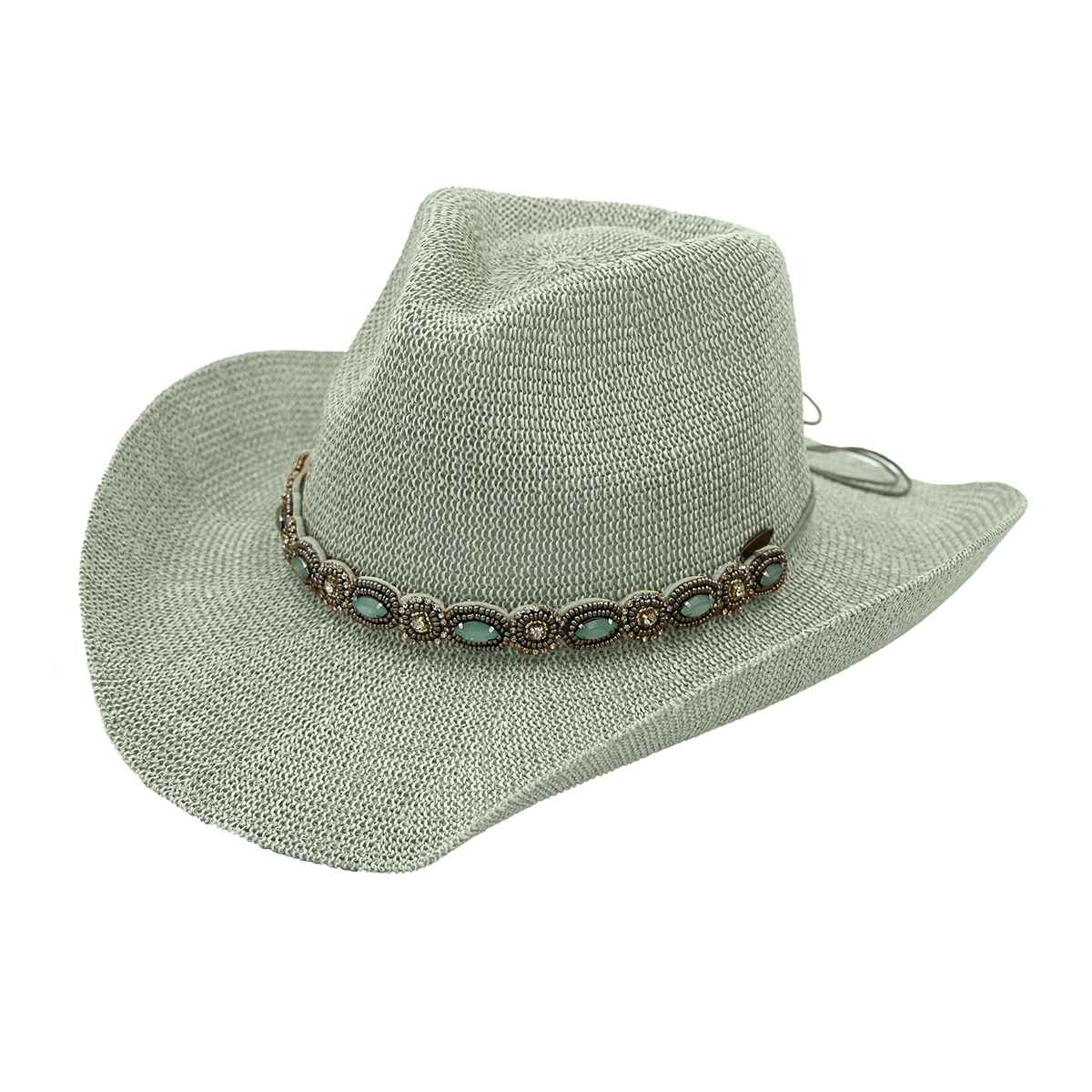 CBC08 C.C Brand Della Cowboy Hat w/ Pearl & Rhinestone - Honeytote