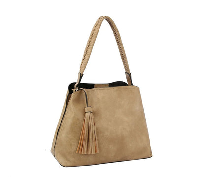 D0691 Designer Inspired shoulder Bag With Tassel - Honeytote