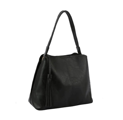 D0691 Designer Inspired shoulder Bag With Tassel - Honeytote