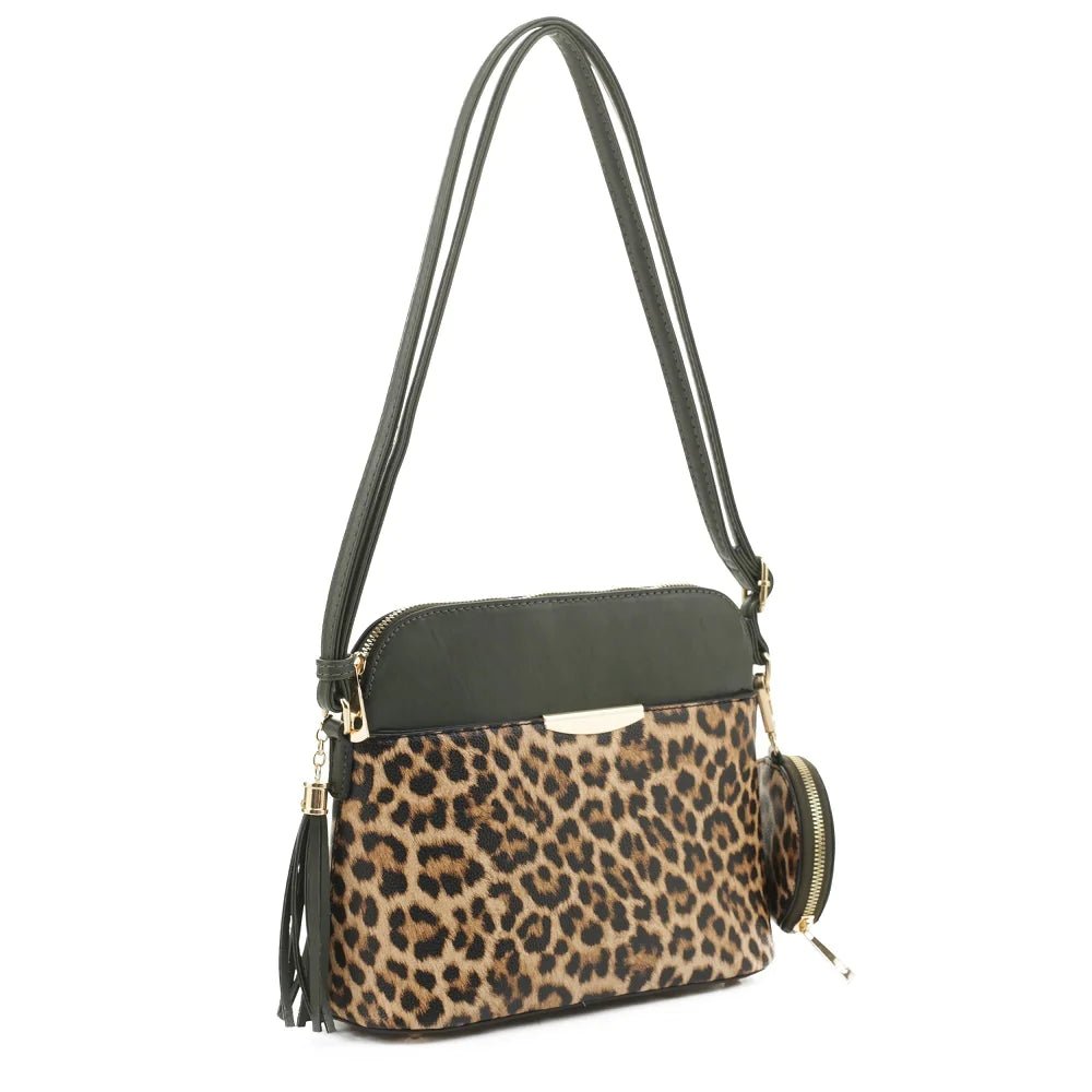 DS95314L2 Leopard Dome Crossbody w/ Earbud Case - Honeytote