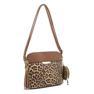 DS95314L2 Leopard Dome Crossbody w/ Earbud Case - Honeytote