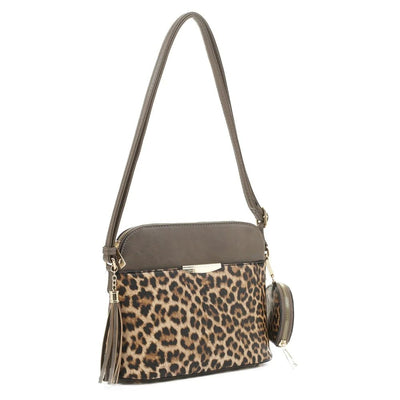 DS95314L2 Leopard Dome Crossbody w/ Earbud Case - Honeytote