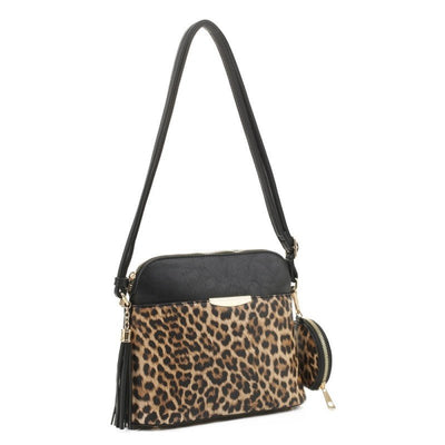 DS95314L2 Leopard Dome Crossbody w/ Earbud case - Honeytote
