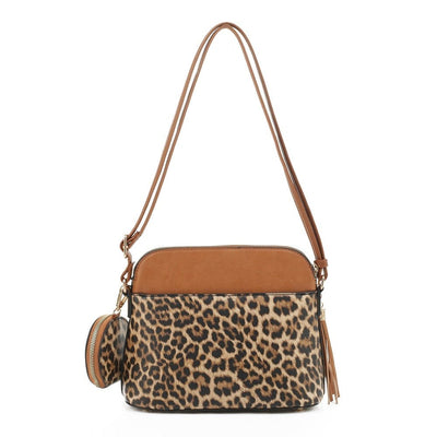 DS95314L2 Leopard Dome Crossbody w/ Earbud case - Honeytote