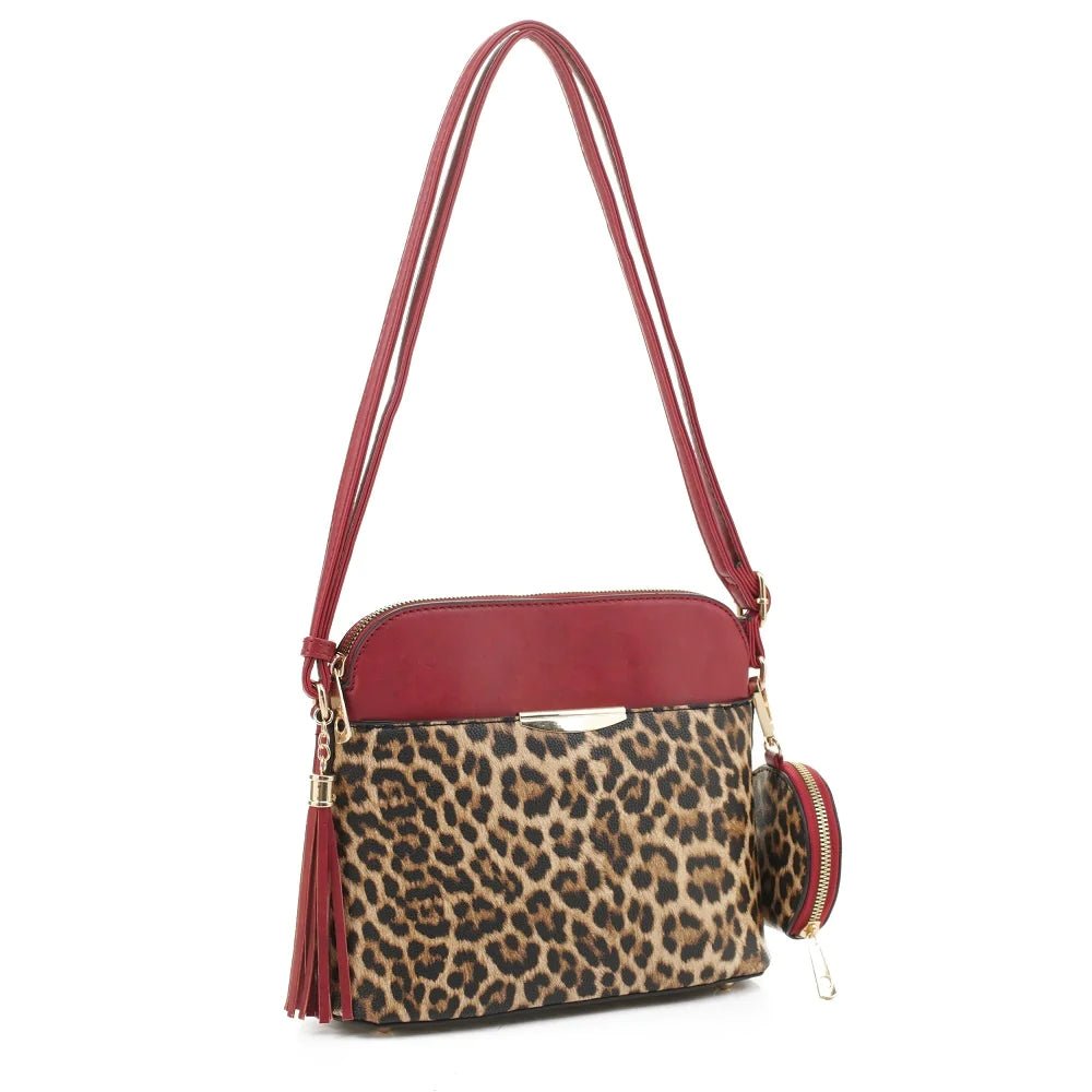 DS95314L2 Leopard Dome Crossbody w/ Earbud Case - Honeytote