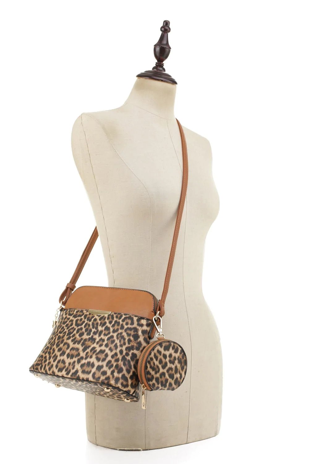 DS95314L2 Leopard Dome Crossbody w/ Earbud Case - Honeytote