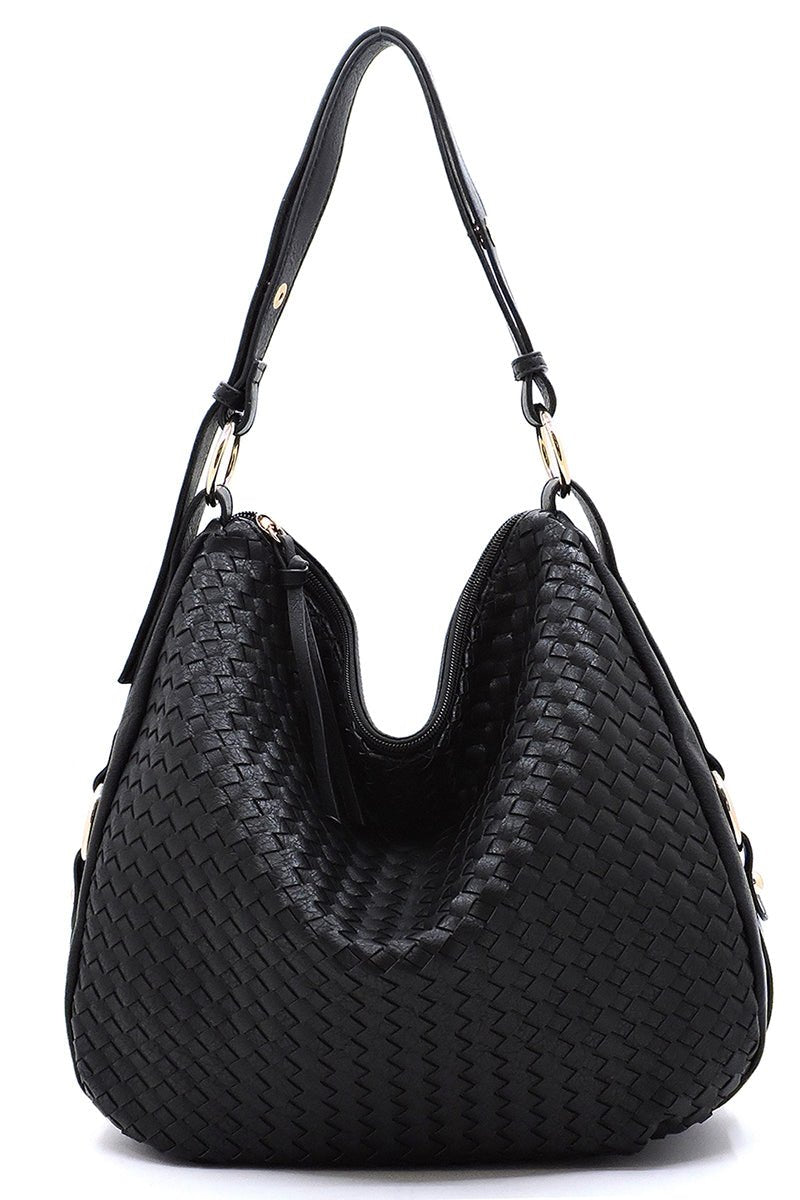 FC19666 Woven Shoulder Hobo Bag - Honeytote