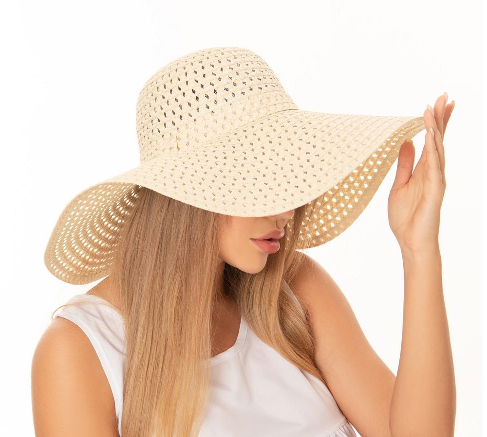 H3082 Hollow Out Straw Beach Summer Hat - Honeytote