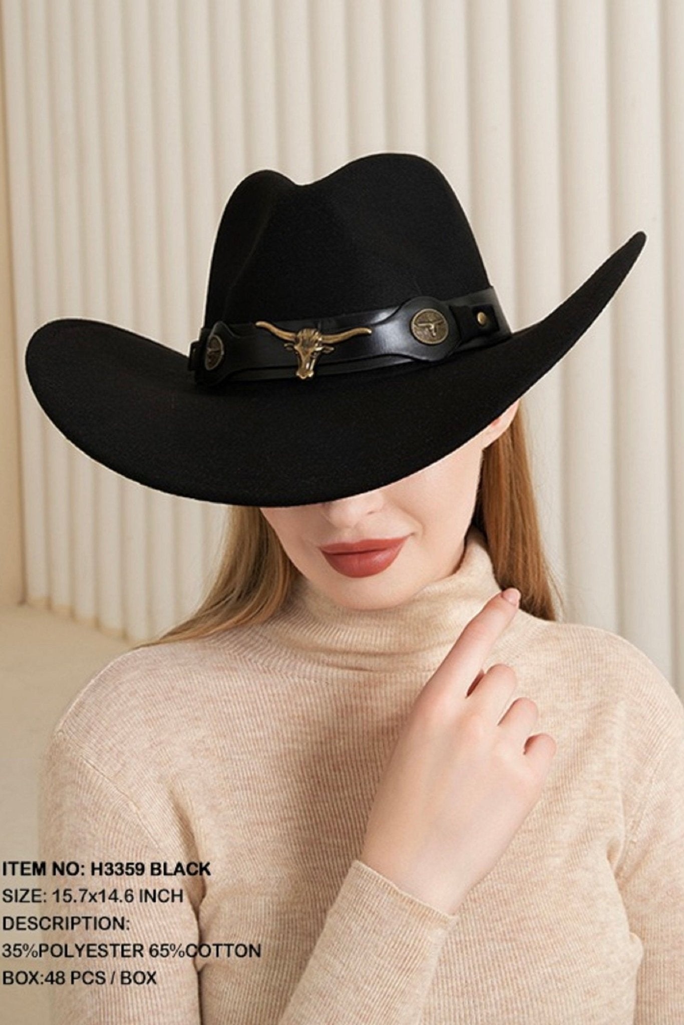 H3359 Darcy Felt Cowboy Hat - Honeytote