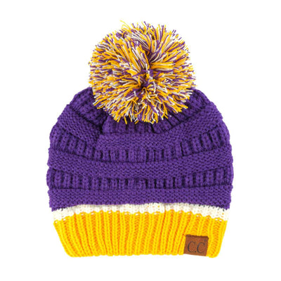 HAT1421/1429 Team Color Ribbed Pom Beanie - MiMi Wholesale