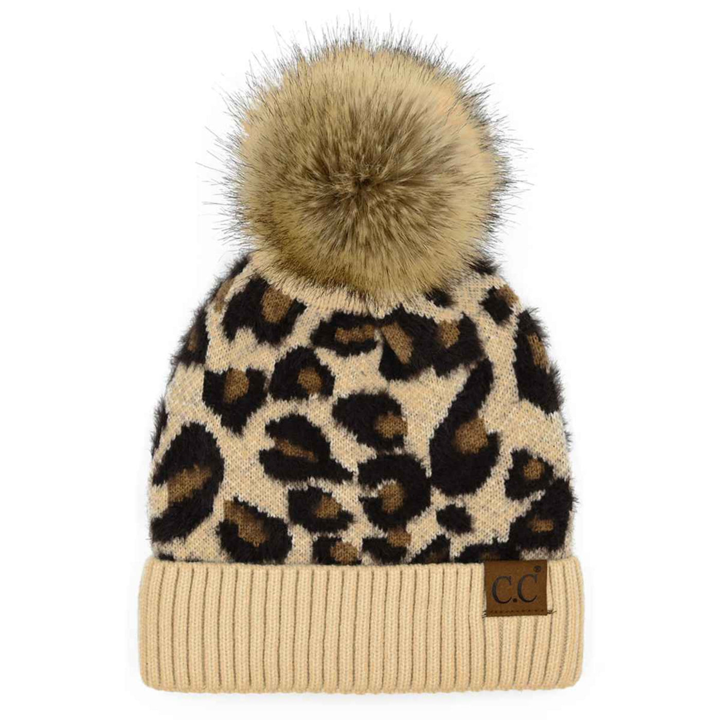 HAT2061 Harper Leopard Pom Beanie - MiMi Wholesale