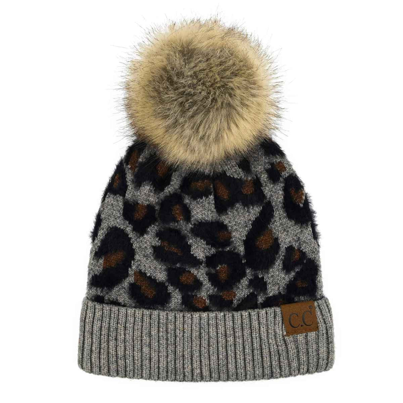 HAT2061 Harper Leopard Pom Beanie - MiMi Wholesale