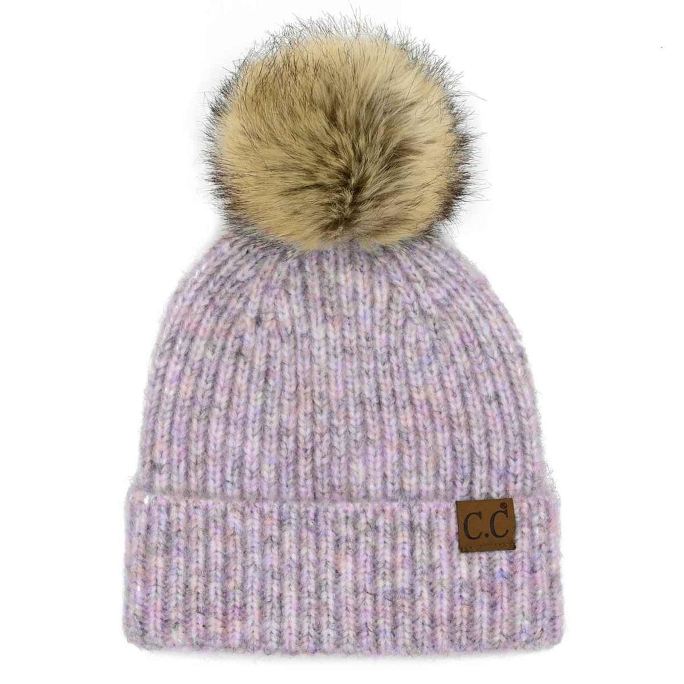 HAT2074 Chloe Soft Ribbed Fur Pom Beanie - MiMi Wholesale