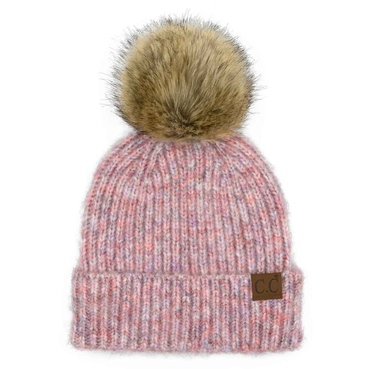 HAT2074 Chloe Soft Ribbed Fur Pom Beanie - MiMi Wholesale