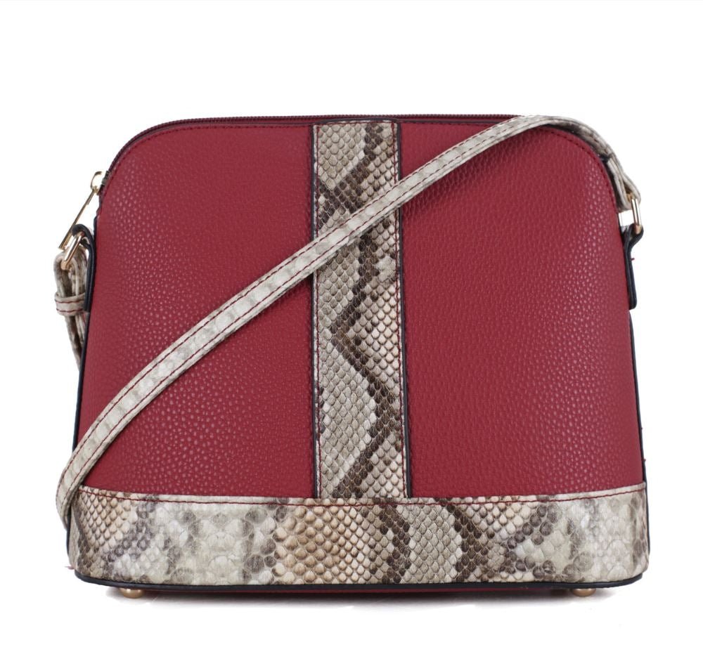 HY5209A Snake Skin Trim Dome Crossbody - Honeytote