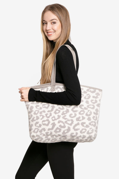 JCL2130 Leopard Super Lux Microfiber Tote - Honeytote