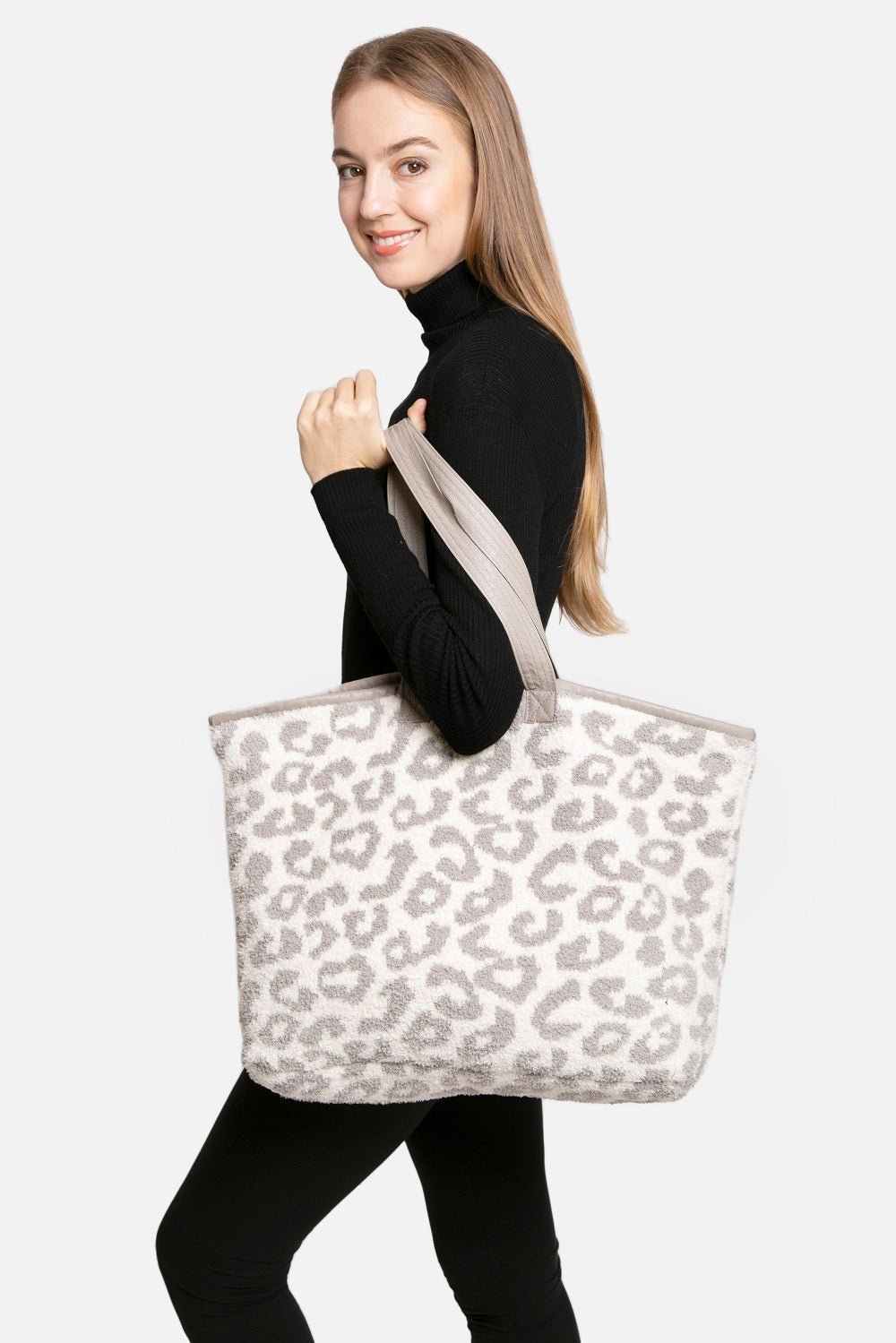 JCL2130 Leopard Super Lux Microfiber Tote - Honeytote