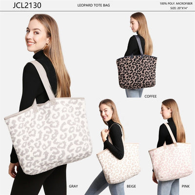 JCL2130 Leopard Super Lux Microfiber Tote - Honeytote