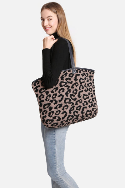 JCL2130 Leopard Super Lux Microfiber Tote - Honeytote