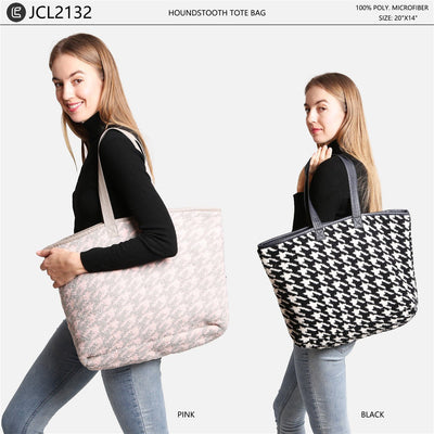 JCL2132 HOUNDSTOOTH Super Lux Microfiber Tote - Honeytote