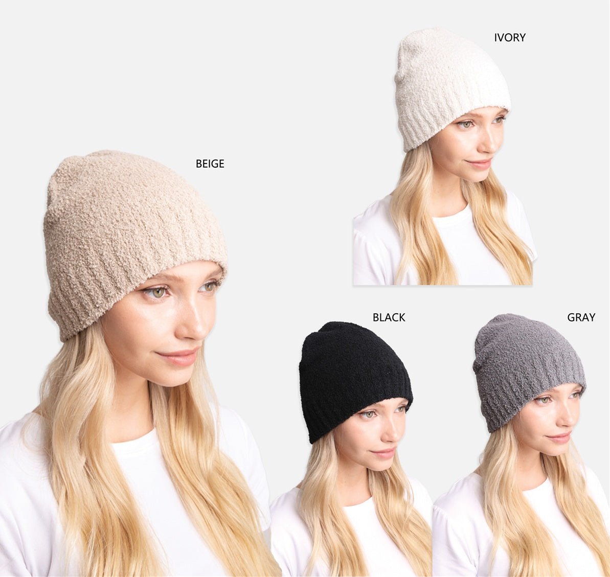 JH271 Solid Beanie With Ribbed Trim - Honeytote