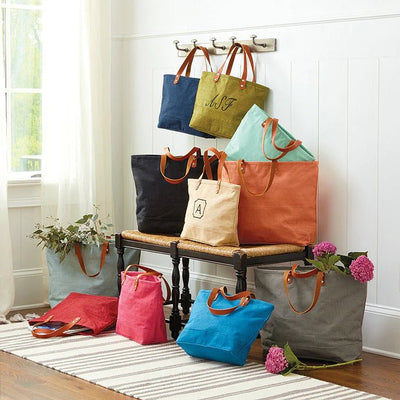 JUTE Leather Handle Jute Burlap Tote - Honeytote