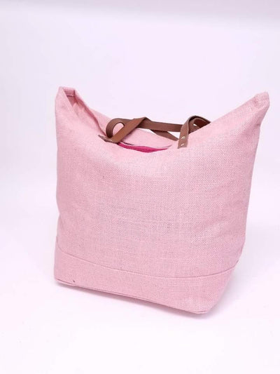 JUTE Leather Handle Jute Burlap Tote - Honeytote