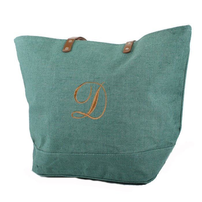 JUTE Leather Handle Jute Burlap Tote - Honeytote