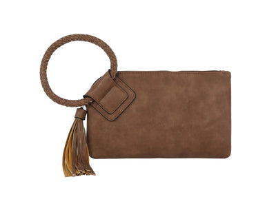 JYM0346 Soft Vegan Leather Wristlet/Clutch With Tassel - Honeytote