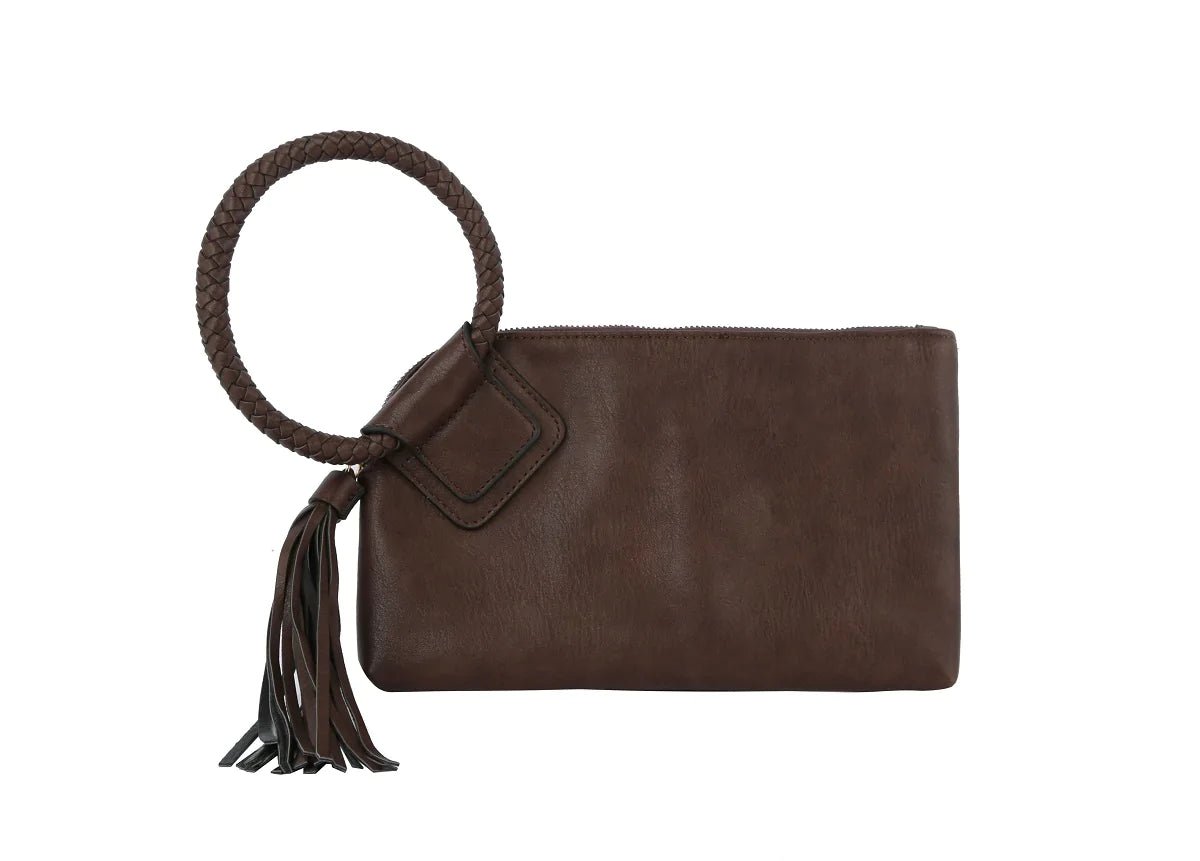 JYM0346 Soft Vegan Leather Wristlet/Clutch With Tassel - Honeytote