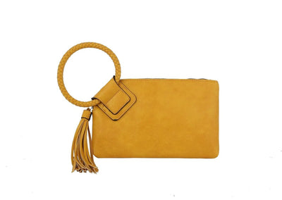 JYM0346 Soft Vegan Leather Wristlet/Clutch With Tassel - Honeytote